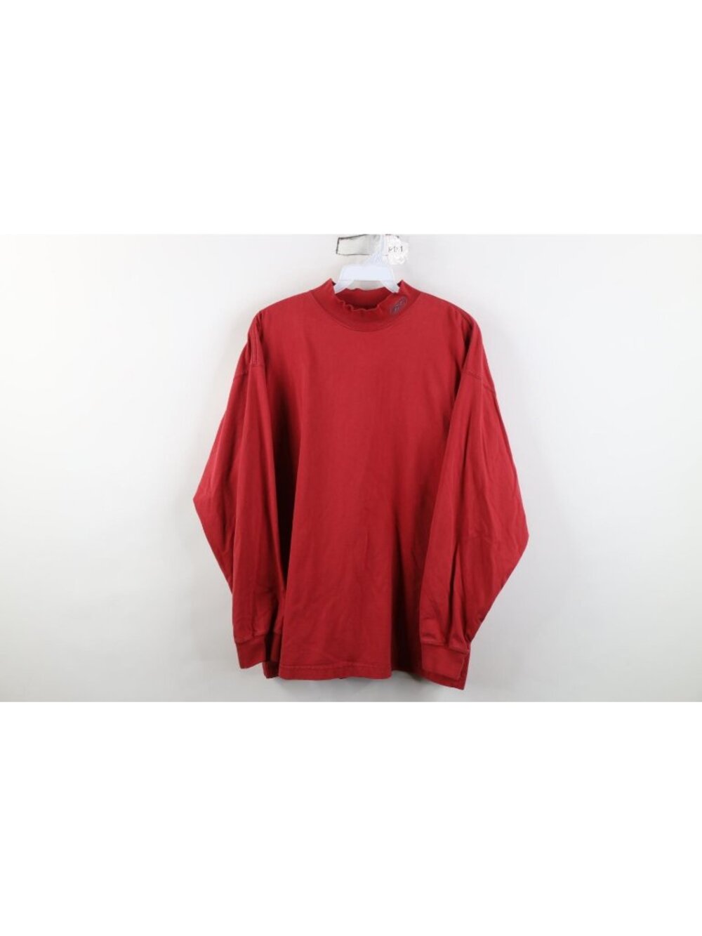 Vintage 90s Y2K Reebok Mens Medium Faded Mock Neck Long Sleeve T-Shirt Red